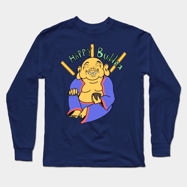 Happy Buddha Long Sleeve T-Shirt by dalek1384@gmail.com